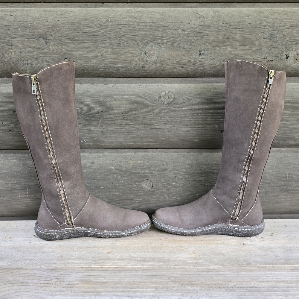 Born Kenya Y2K Boho Moto Minimalist Tall Nubuck Buckle Riding Boots 7M - Picture 11 of 16